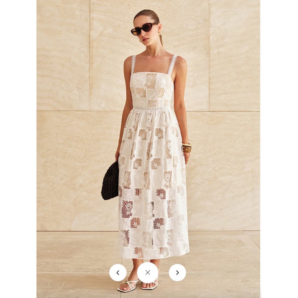 NWT Commense Cotton Patchwork Lace Embroidered Maxi Dress Sz S - Picture 7 of 7